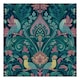 image 1 of Grandeco Peacock Damask Vinyl Textured Wallpaper - Navy/Pink - 10.05m x 0.53m Blue