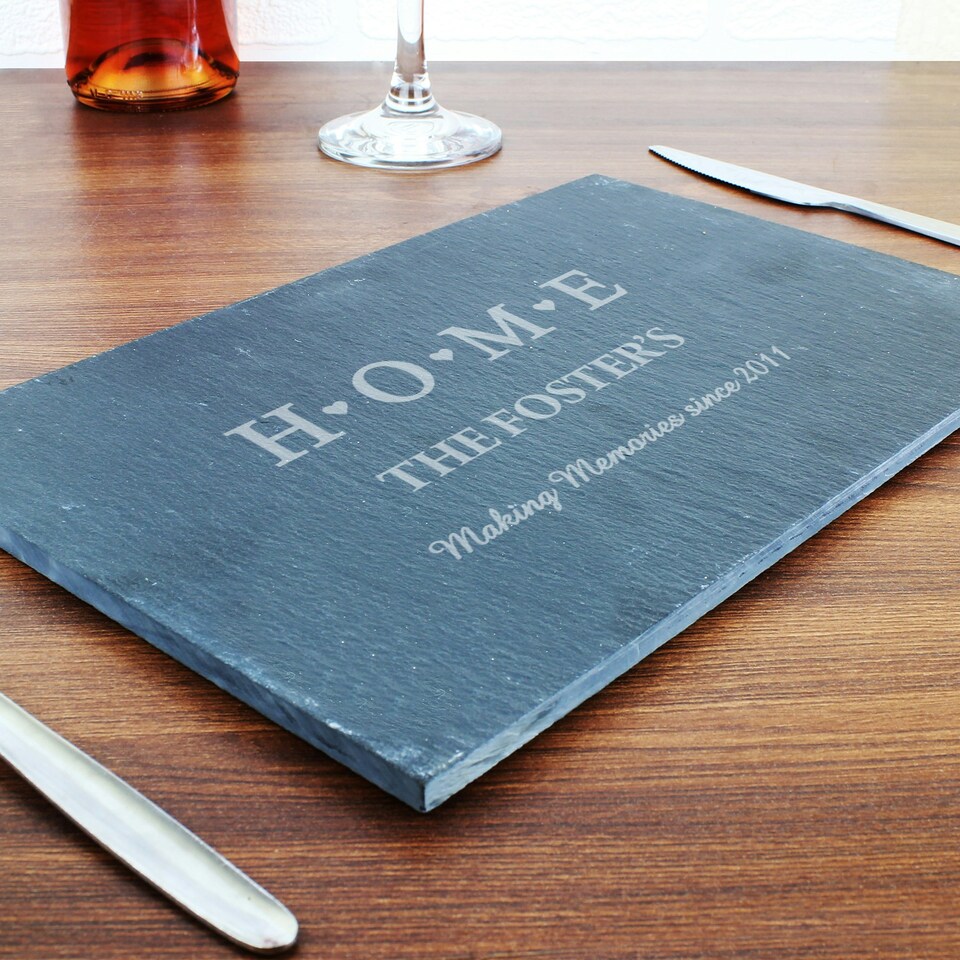 image 1 of Personalised HOME Slate Rectangle Placemat Black