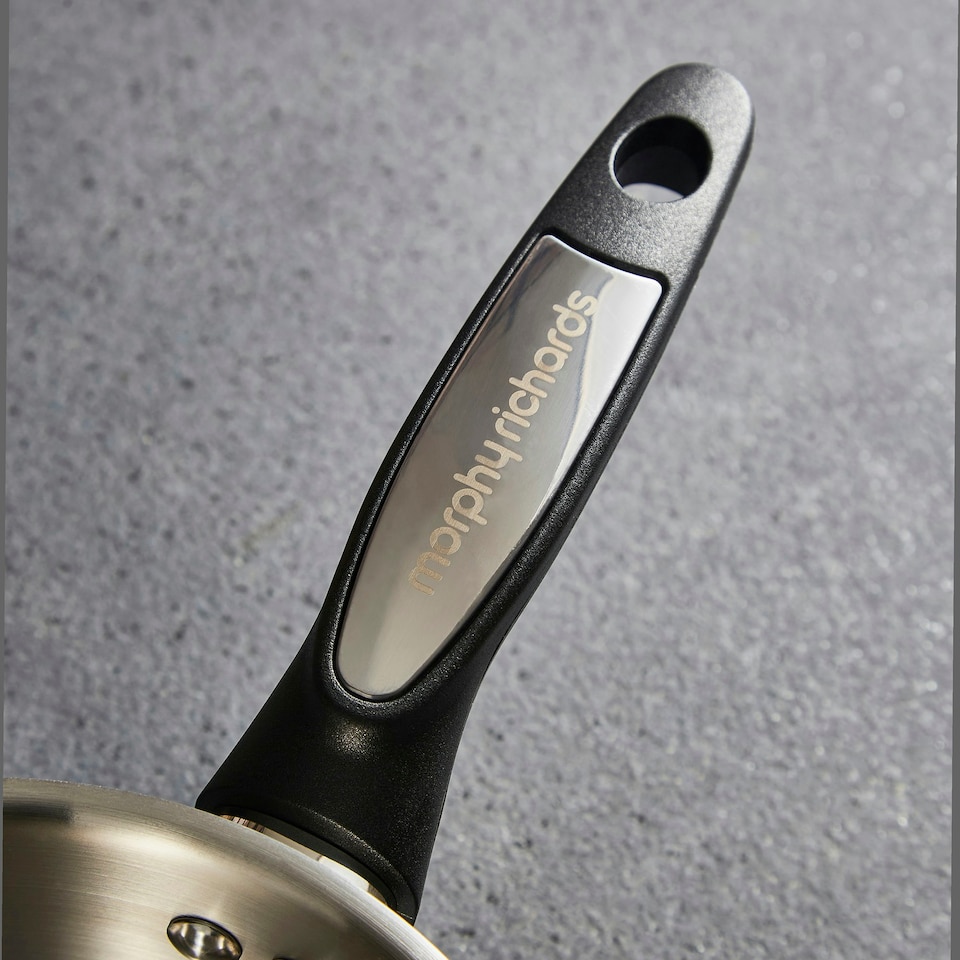 image 1 of Morphy Richards 5 Piece Pouring Spout Stainless Steel Pan Set Silver
