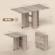 image 3 of HOMCOM Folding Dining Table, Drop Leaf Table with 2-Tier Shelves, Rolling Casters, for Small Spaces, Kitchen, Grey