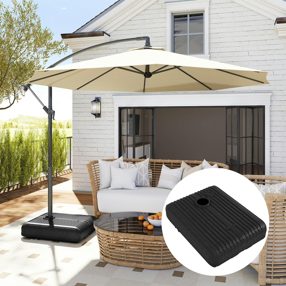 image 1 of Outsunny Fillable Cantilever Parasol Base for Banana Parasol with Wheels