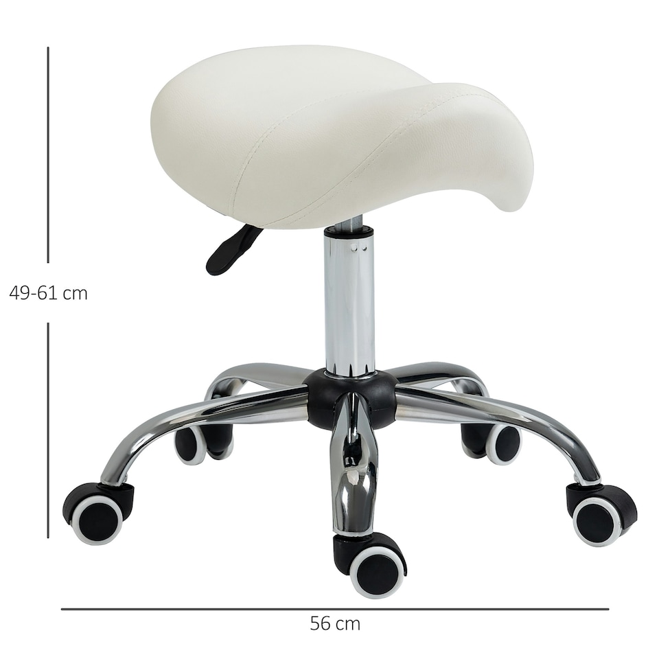 image 1 of HOMCOM PU Leather Saddle Stool w/ Moulded Padded Seat Adjustable Height Cream