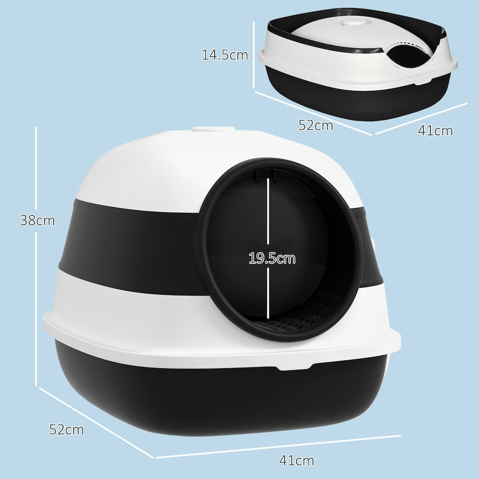image 1 of PawHut Foldable Cat Litter Tray Hooded Cat Litter Box w/ High Side, Black