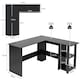 image 2 of COSTWAY L-Shaped Corner Computer Desk Writing Desk Workstation Black