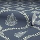 image 4 of Posy Trellis Wallpaper in Cream on Navy Multi
