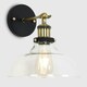 image 2 of ValueLights Industrial Black And Gold Wall Light Fitting With Clear Glass Wide Light Shade