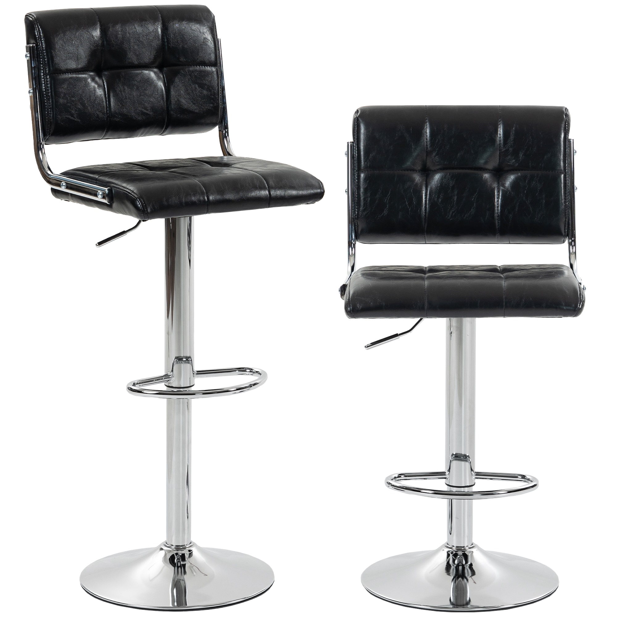 HOMCOM Adjustable Bar Stools Set of 2 with Backrest