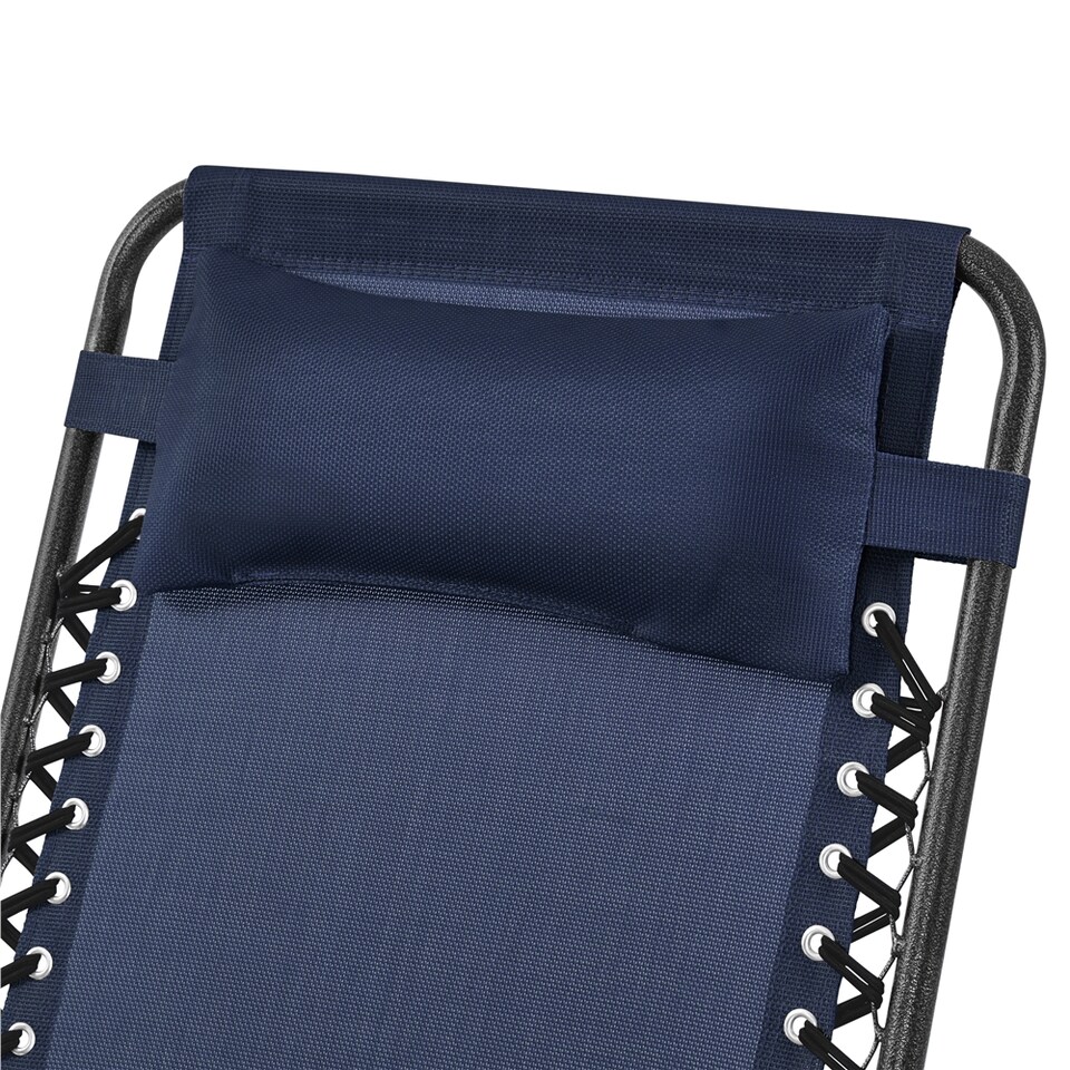 image 1 of Yaheetech 65.5 cm W Foldable Rocking Lounger with Pillow-Navy Blue | Blue | Navy Blue | One Size | 1