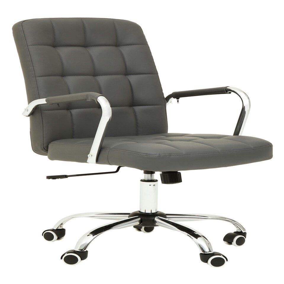 image 1 of Interiors by Premier Brent Grey Leather Effect And Chrome Home Office Chair