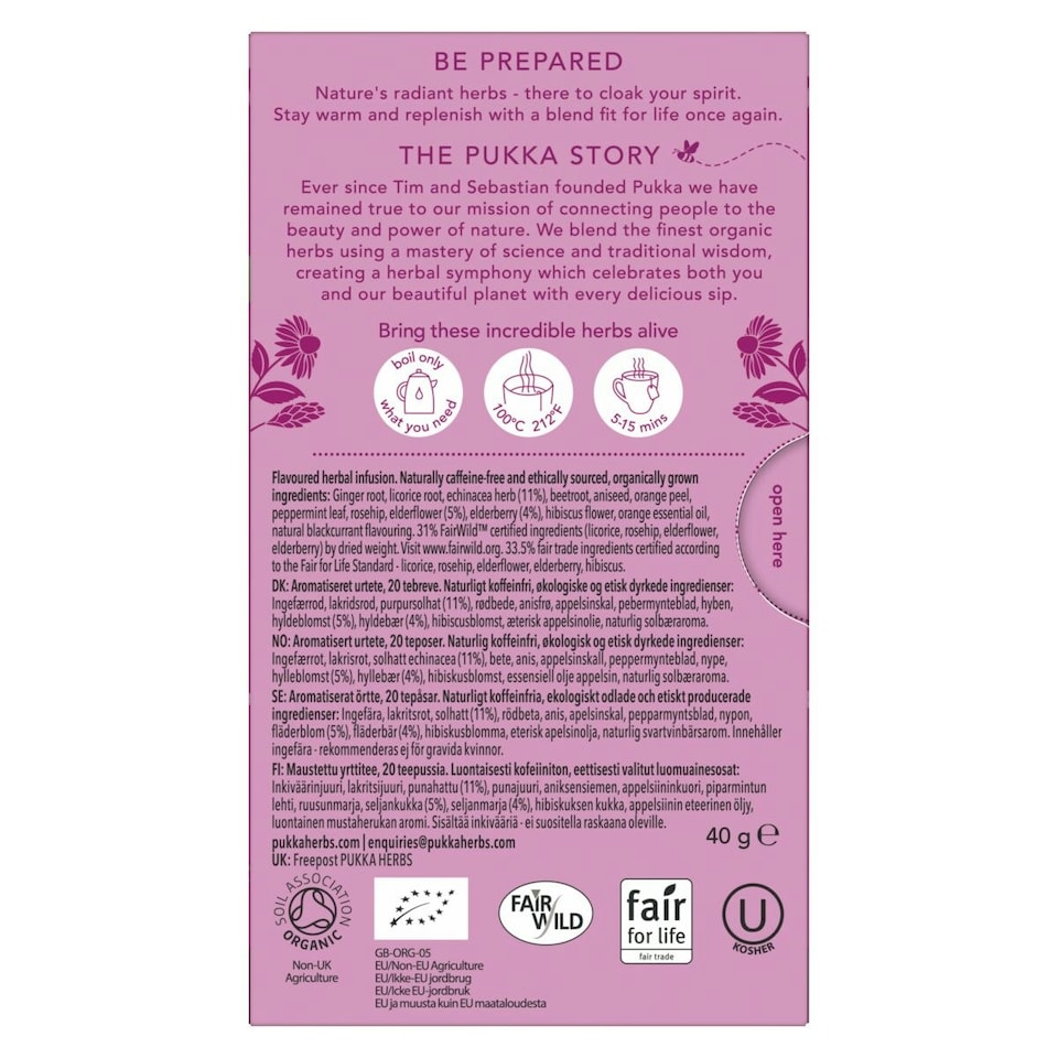 image 1 of Pukka Herbs Organic Herbal Tea, Elderberry & Echinacea, 4 Packs, 80 Teabags 4