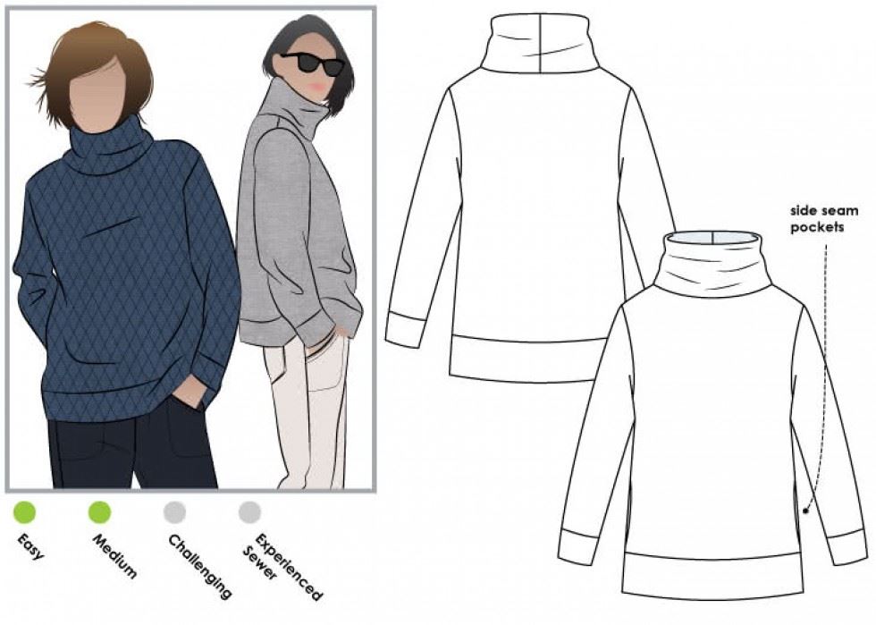 Style Arc Brooklyn Top Paper Sewing Pattern – Women’s Tops & Sweaters, UK Sizes 18–30, Intermediate