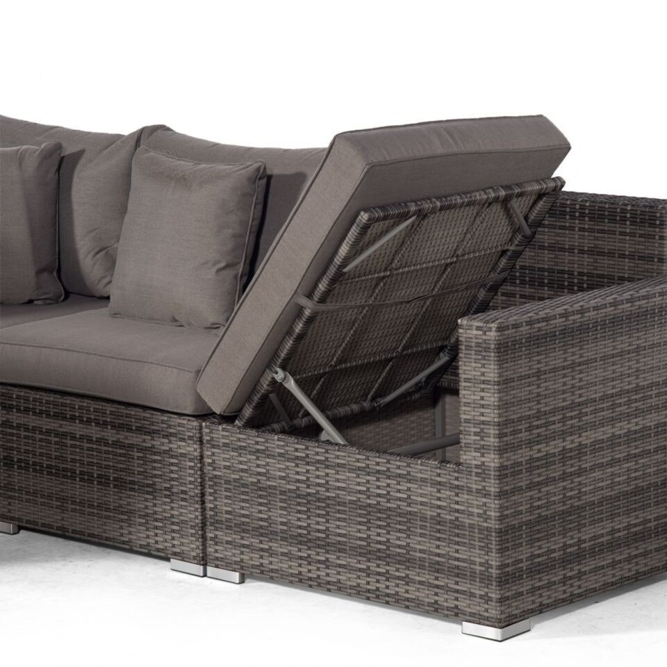 image 1 of Santorini U Shape Modular 10 Seat Rattan Sofa Set With Armrest Drinks Cooler & 2 Drinks Cooler Coffee Tables Grey | Grey