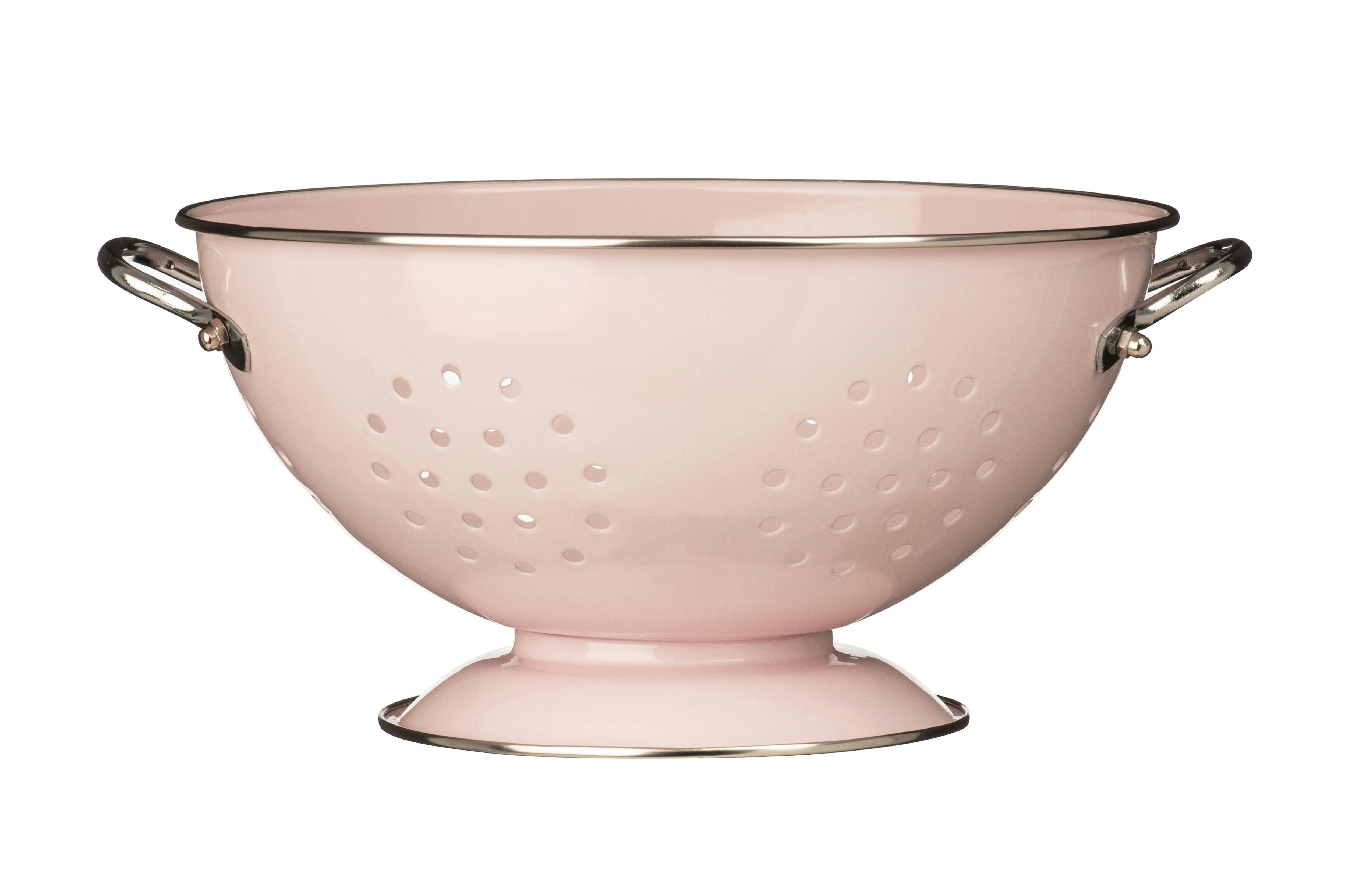 Interiors by Premier Pastel Pink Enamel Retro Colander, Metal Strainer ...