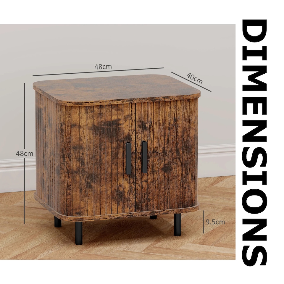 image 1 of Industrial Bedside Table Nightstand With Storage Rustic