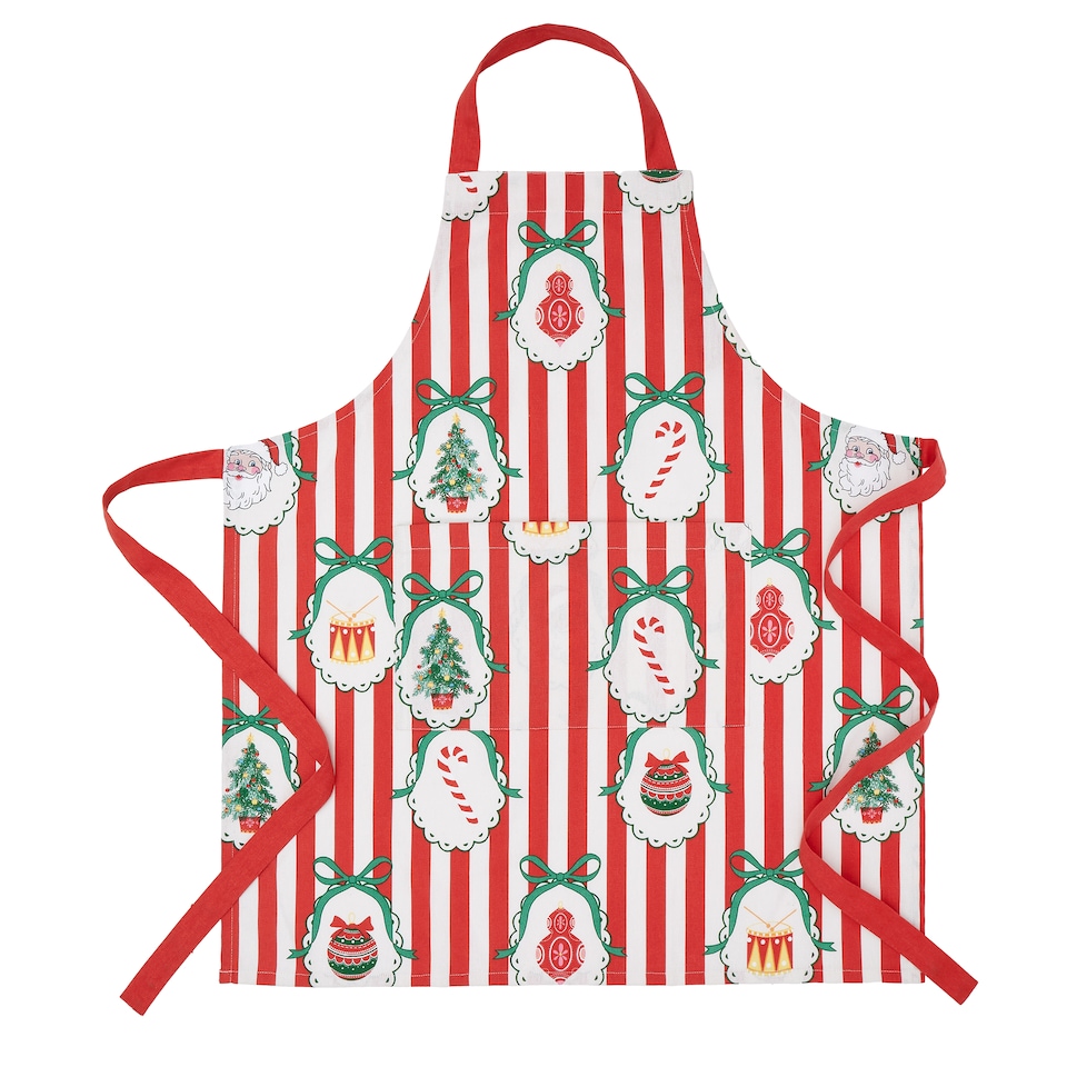 image 1 of Catherine Lansfield Christmas Vintage Stripe Cotton Kitchen Adult Apron