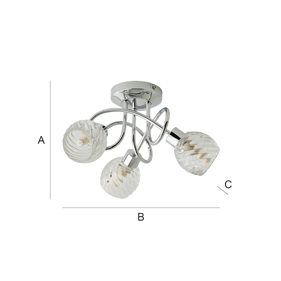 image 1 of ValueLights Reyka 3 Way Silver Ceiling Light | Silver