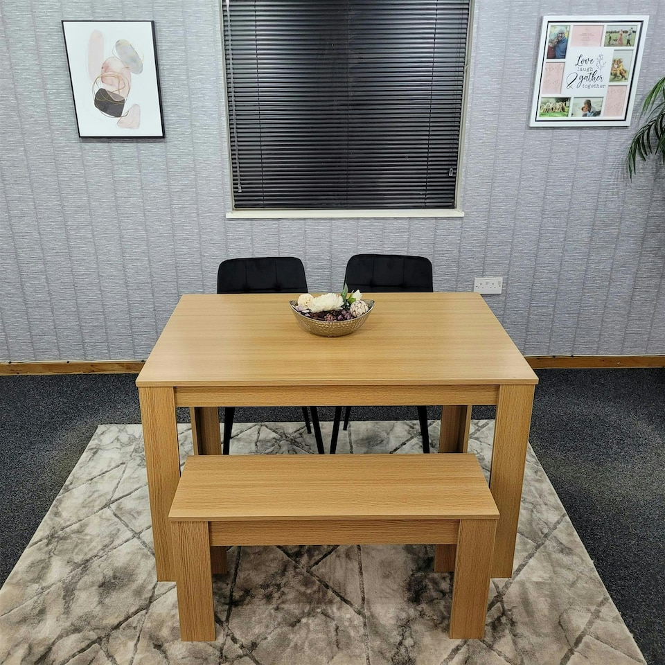 image 1 of Dining Table Set with 2 Chairs Dining Room and Kitchen table set of 2, and Benches Black
