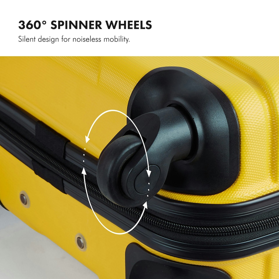 image 1 of VonHaus 3pc Yellow Luggage Set, 360° Silent Spinner Wheels