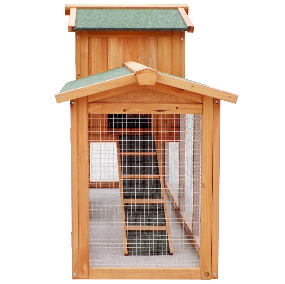 image 1 of Actiaspet - Portable Wooden Rabbit Hutch with Run (Fir & Plywood) | 147cm x 52cmx 85.5cm