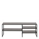 image 2 of Seaford Black Metal Open TV Unit with 3 Black Shelves