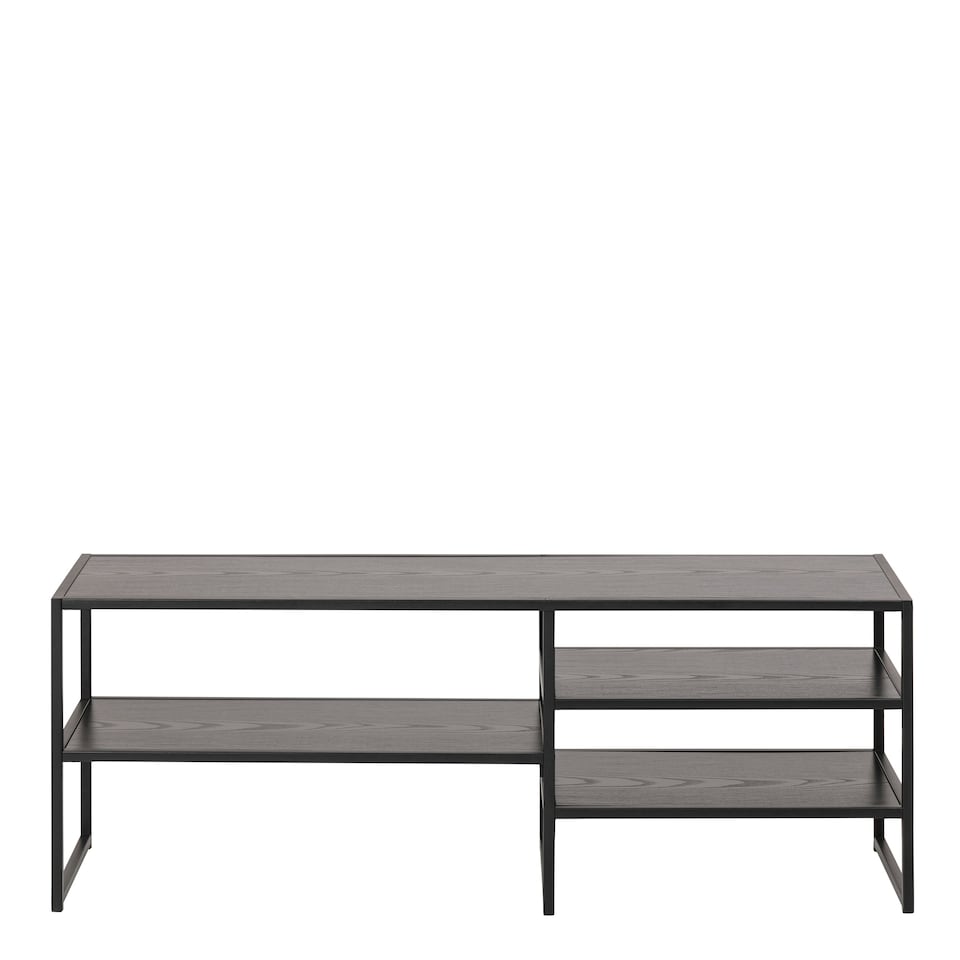 image 1 of Seaford Black Metal Open TV Unit with 3 Black Shelves
