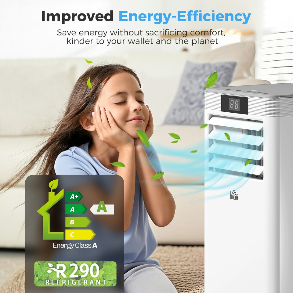 image 1 of HOMCOM 10000 BTU Mobile Air Conditioner Indoor Portable AC Unit w/ RC, White