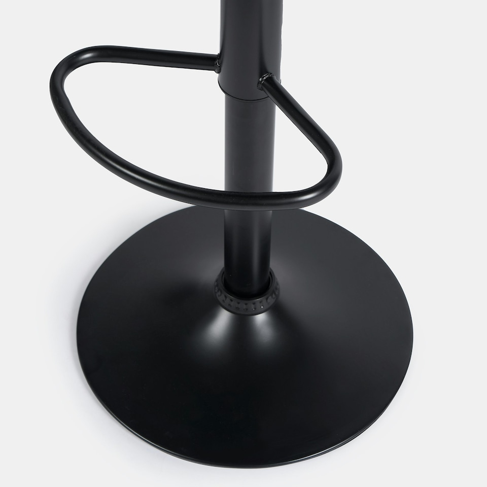 image 1 of OHS 2 x Faux Fur Ribbed Swivel Height Adjustable Counter Bar Stools Black