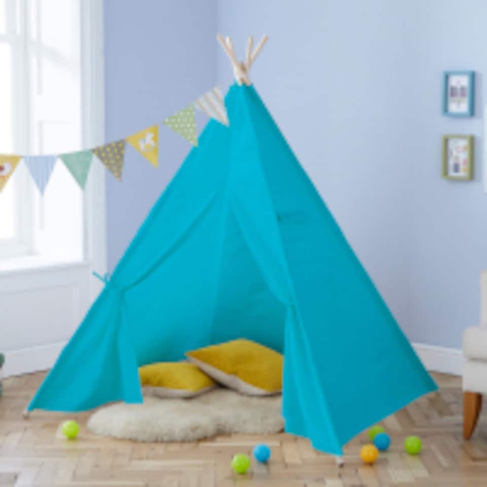 image 1 of Neo Blue Canvas Kids Indian Tent TeePee