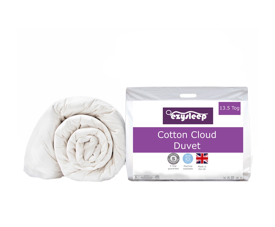 Ezysleep 13.5 Tog Feels Like Down Cotton Cloud Duvet - High-Quality Microfibre Filling | White | White