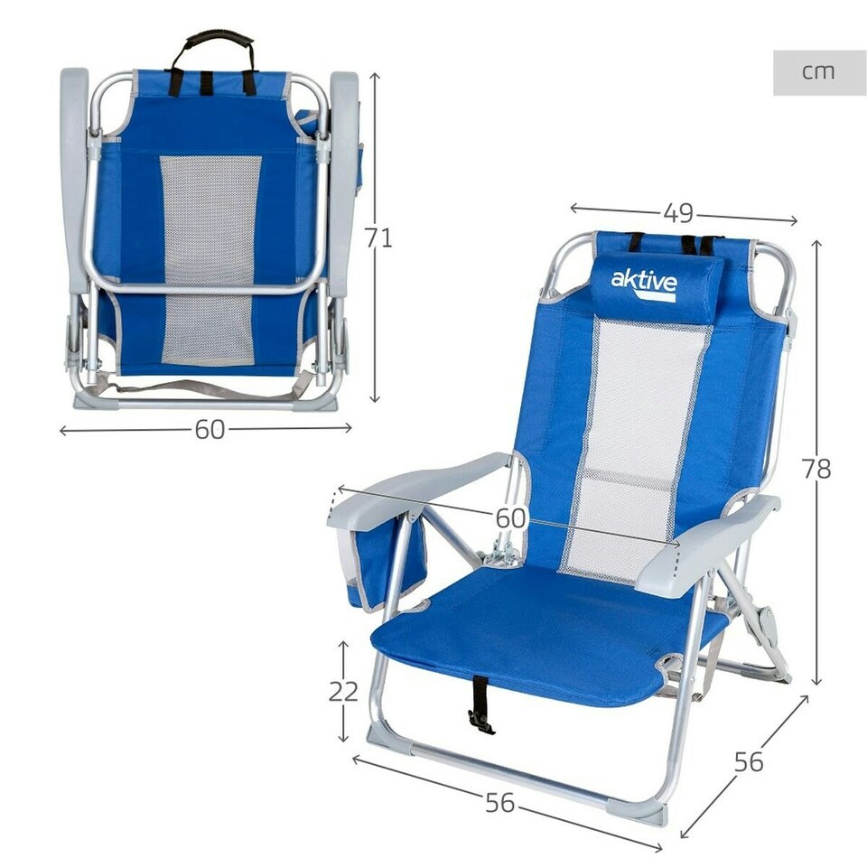image 1 of Beach Chair Aktive Blue White 49 x 78 x 56 cm (2 Units) N/A