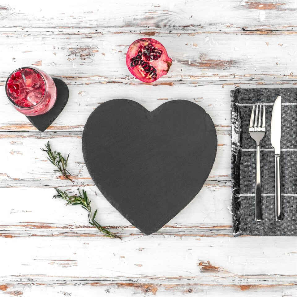 image 1 of Argon Tableware Heart Slate Placemats - 25cm - Pack of 2