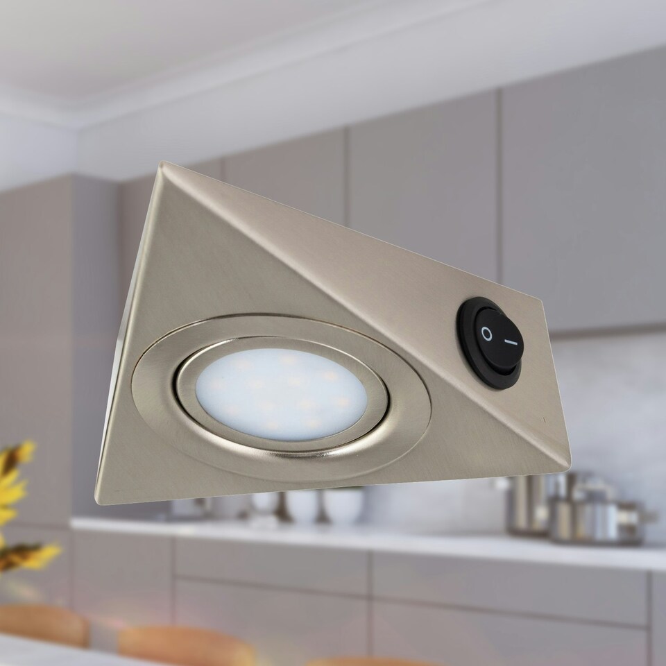 image 1 of Set of 2 Puck - Brushed Steel LED Under Cabinet Kits Silver