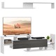 image 1 of HOMCOM Modern TV Cabinet with Wall Shelf, TV Unit with Storage Shelf and Cabinet, for Wall-Mounted 65 TVs or Standing 40 TVs, White and Grey | White | 1