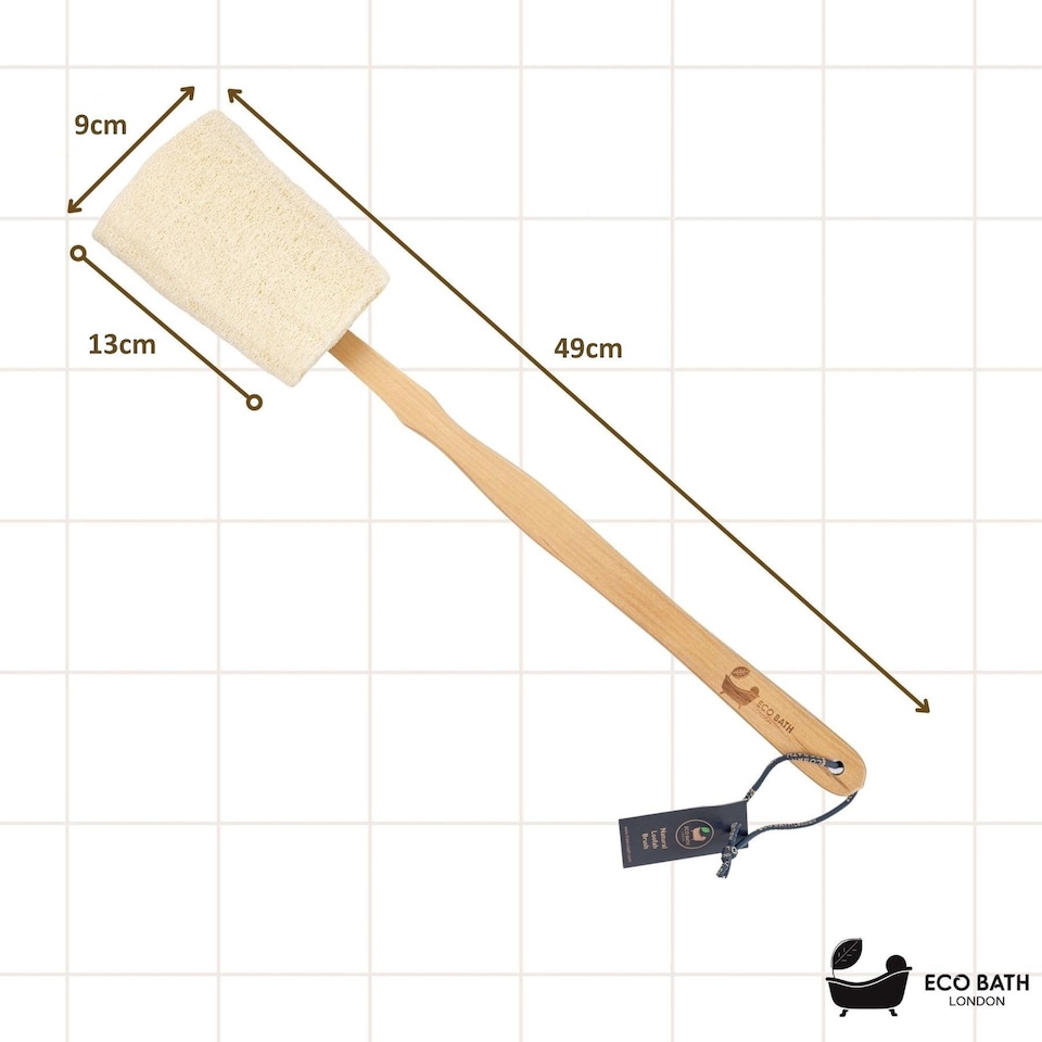 image 1 of Eco Bath London Natural Loofah Brush - Wooden Handle, Wet or Dry Use