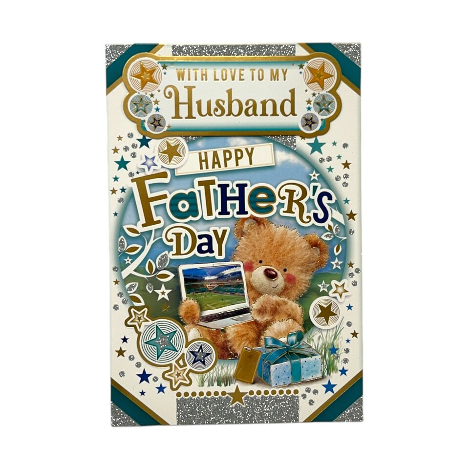 image 1 of To My Husband Teddy With Laptop Design Father's Day Card