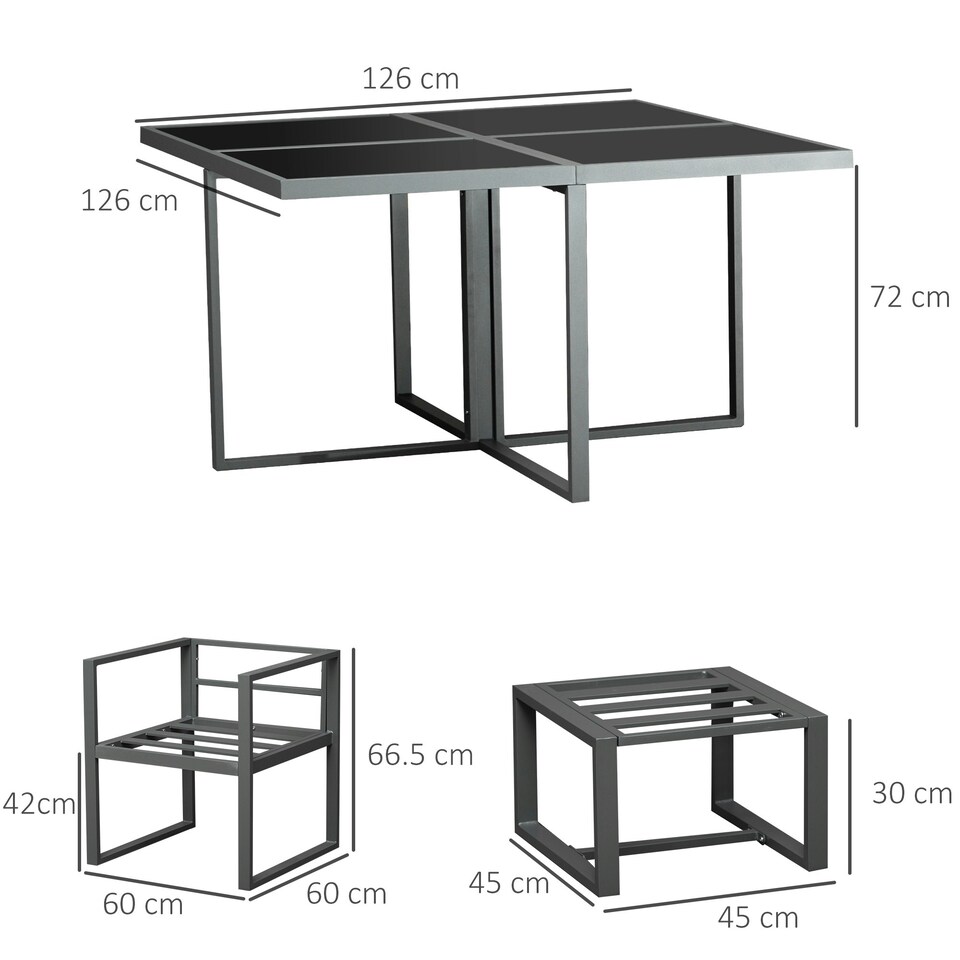 image 1 of Outsunny 9PCs Patio Dining Sets 4 Chairs 4 Ottoman Cushioned Seating