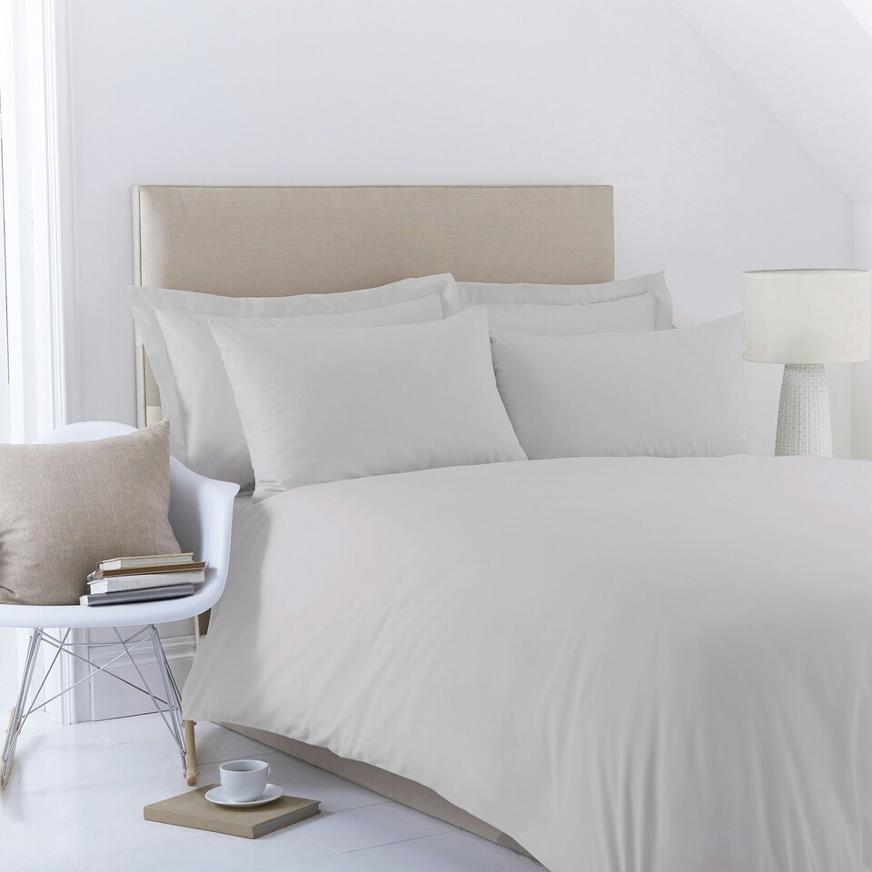 Charlotte Thomas Poetry Plain Dyed Double Grey Duvet Cover Set - 200 x 200cm