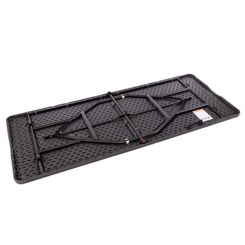 image 1 of 6ft Folding Rattan Trestle Table Heavy Duty Catering Garden Party 1.8m | Black