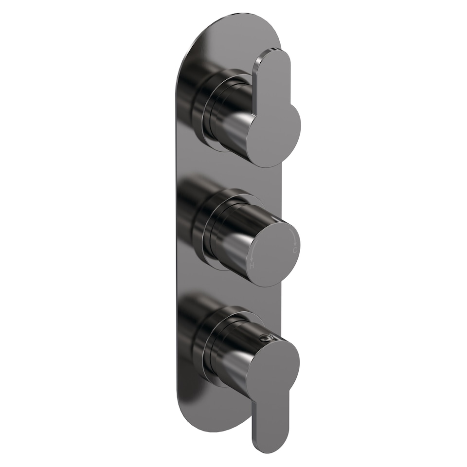image 1 of Pride Round Triple Thermostatic Shower Valve 2 Outlets, Brushed Pewter | Silver | Brushed Pewter | 1