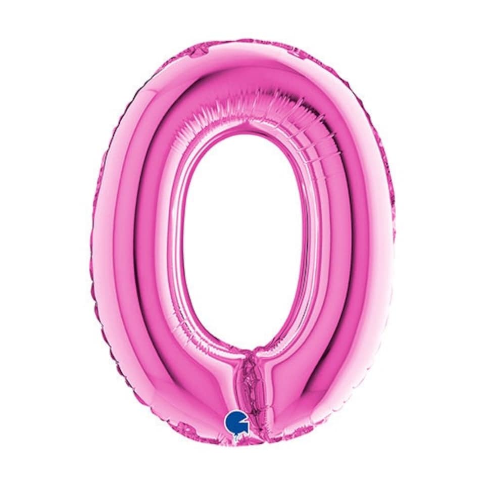 Fuchsia Pink Number 0 Air Fill Foil Balloon 36cm / 14 in