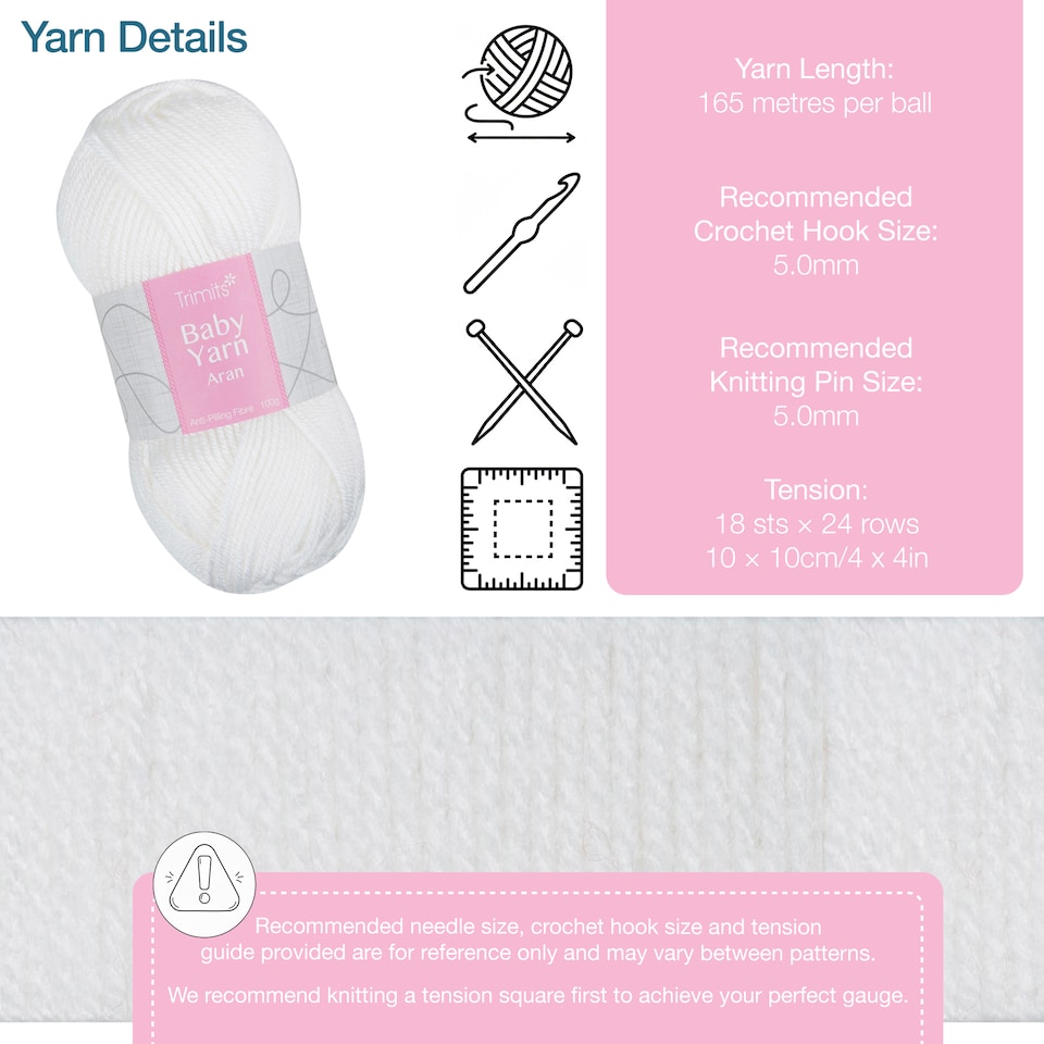 image 1 of Trimits Baby Aran Yarn 6 x 100g Acrylic Knitting & Crochet Wool Soft Anti Pilling Machine Washable OEKO-TEX