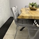image 2 of Wooden Dining Table with 6 Grey Velvet Chairs, Stylish Dining Room Furniture