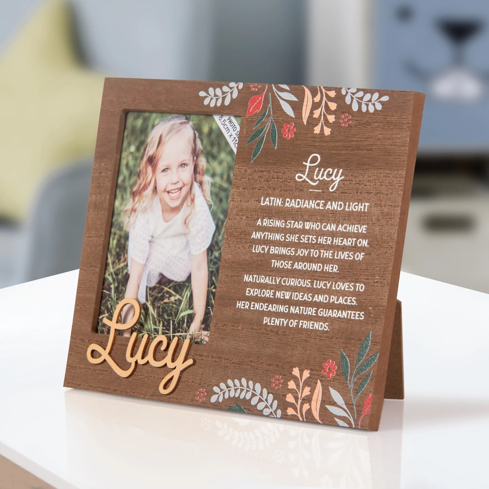 image 1 of History & Heraldry Pre-Personalised Kids Wooden Picture Frame - Lucy