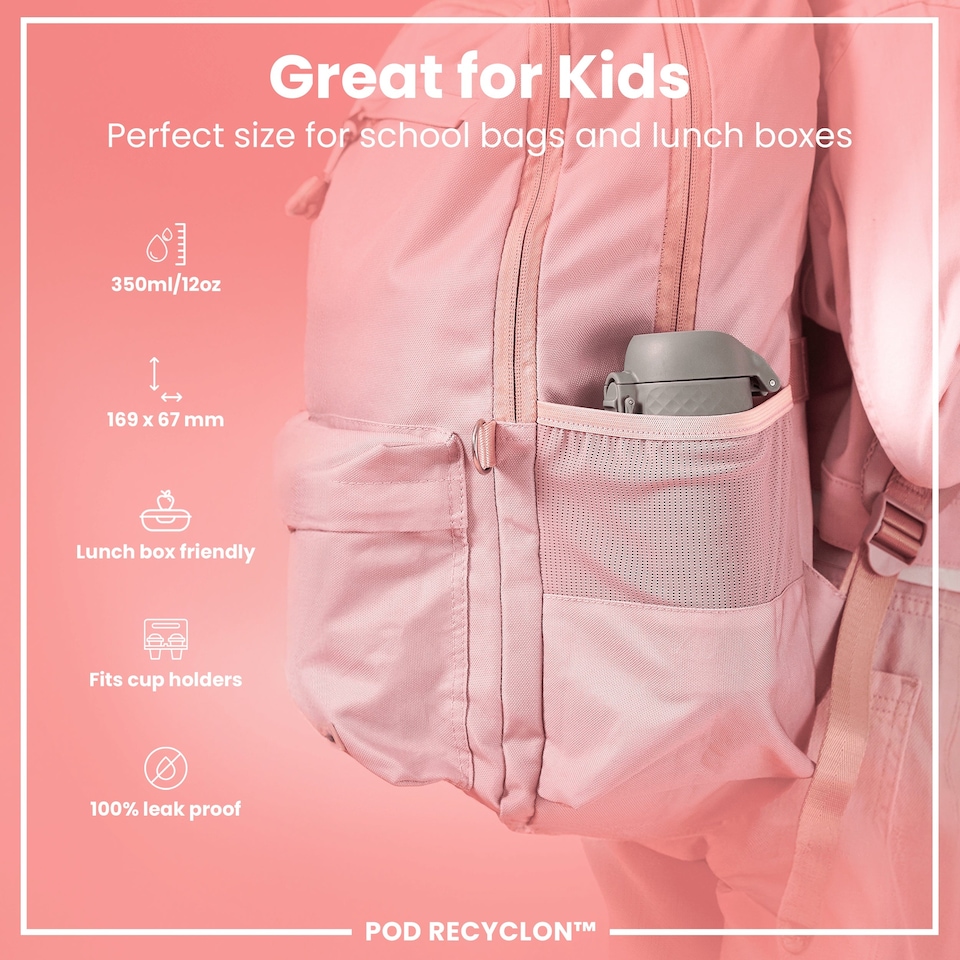 image 1 of Leak Proof Kids Water Bottle, BPA Free, 350ml (12oz) | Grey | Grey | One Size