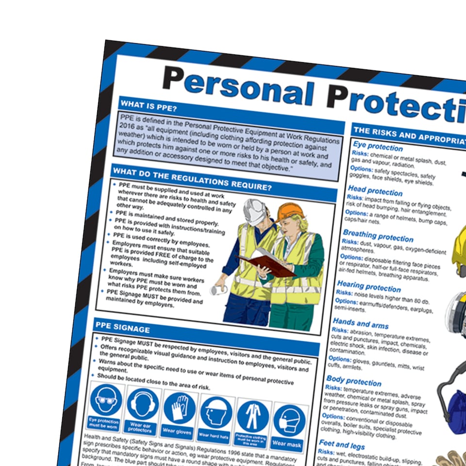 image 1 of Pegdev Personal Protective Equipment A2 Landscape Laminated Health & Safety Poster