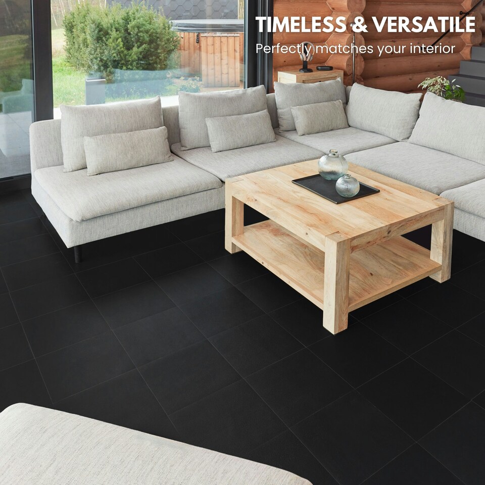 image 1 of NOVECRAFTO Vinyl Floor Tile – Self Adhesive 12x12 in – Black Checkerboard – Peel & Stick for Kitchen, Bathroom & Living Room – Waterproof & Easy DIY Black | 3.72 sqm