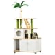 image 1 of PawHut 2-in-1 Hidden Litter Box with Green Leaf Cat Tree, Indoor - Oak