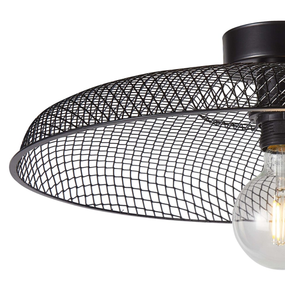 image 1 of Set of 2 Cassidy - Large Black Mesh Ceiling Flush Lights | Black | 2