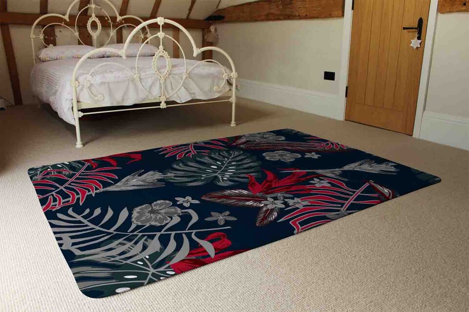 image 1 of Leaves Of Tropical Plants Rug | Multi