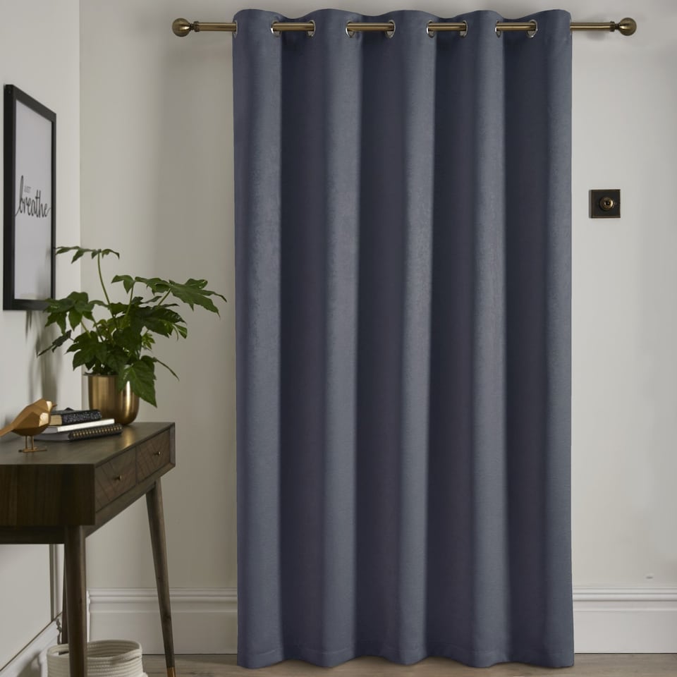 image 1 of Fusion Strata Eyelet Single Panel Door Curtain Navy